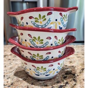 Bobby Flay Sevilla 5.5" Lugged Handles Fruit Dessert Sauce Bowls (Qty 4) Retired